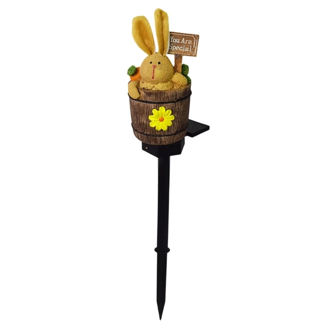 Solar Powered Garden Bunny Lamp For Outdoor Easter Rabbit Ground Stake Light Resin Cartoon Animal Easter Bunny Solar Outdoor Lamp Resin Ground Insert Cartoon Animal Decorative