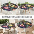 thumbnail image 7 of 56 Inch Round Table Cover Bohemian Floral Style, Elastic Hem Cloth for Kitchen and Entertainment Setting, 7 of 7