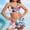 Multicolor, variant on Girls Three Piece Bikini Set with Print Swimsuit Swim Trunks and Triangle Pants for Hot Spring Beach Vacation Summer Water Activities Comfort Fit Swimwear(Green#2,8-9 Years)