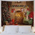 thumbnail image 4 of Tapiz de Navidad, árbol de Navidad, chimenea de ladrillo, medias, tapices para colgar en la pared, tapices para dormitorio, sala de estar, dormitorio, 80 x 60 pulgadas, colorido, 4 of 5