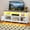 White and Walnut, variant on Dextrus Farmhouse-Inspired TV Stand with Power Outlet, LED-Lit Media Console, Simplistic TV Cabinet for Living Room or Bedroom, Dark Rustic Oak, 59 Inch