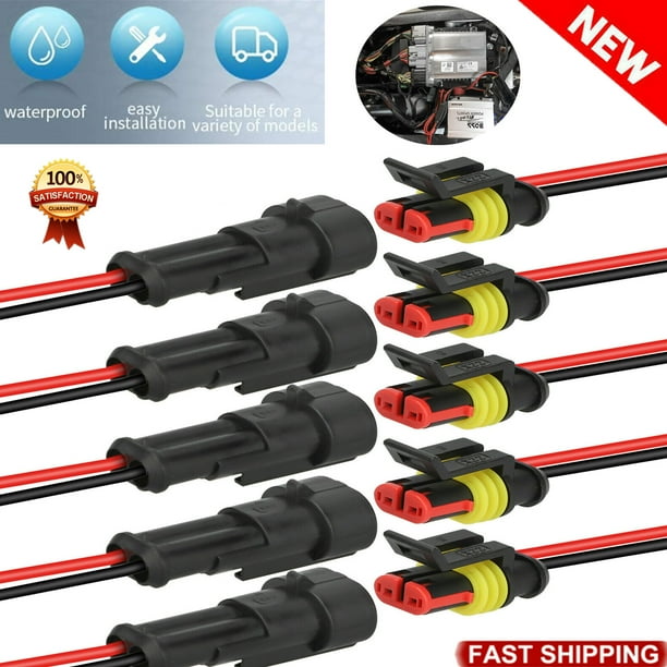 5 Pairs 2 Pins Way Auto Car Waterproof Electrical Wire Cable Harness