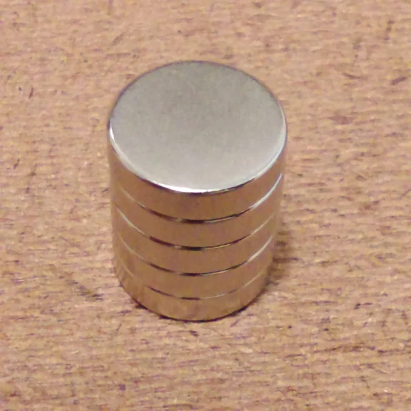 5 N52 Neodymium Cylindrical (1/2 X 1/8) Inch Cylinder/Disc Magnets.