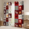 thumbnail image 2 of Homewish Santa Claus Snomman Curtains Pack of 2 (42x84 Each),Kawaii Christmas Reindeer Curtains Blackout,Modern Geometric Plaid Bedroom Curtains For Girls Kids,Luxury Bedroom Decor, 2 of 6