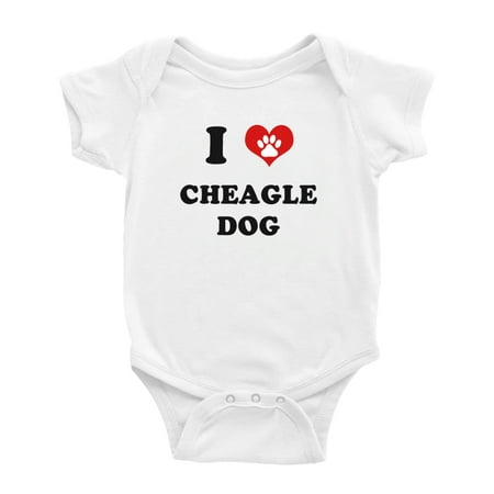 

I Heart Cheagle Dog Funny Cute Baby Rompers Bodysuit (White 6-12 Months)
