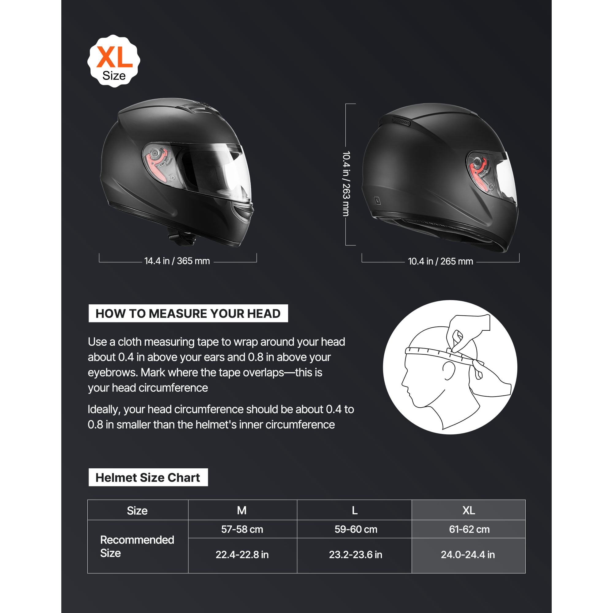 KFFKFF Motorcycle Helmet, Full Face, Adult Motocross and Dirt Bike Helmet with Dual Visors (Tinted and Clear), Street Racing Helmet with Removable Liner, DOT Certified, Suitable for Men and Women