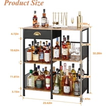 Liquor Cabinet with Drawer for Home Bar, 5-Layer Staggered Mini Bar Table for Wine Whiskey Liquor, Wine Rack Freestanding Floor with Fences for Bottles, Cocktail Shaker, Vintage Brown