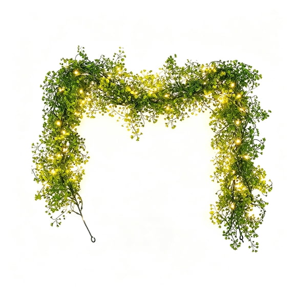 70.8 Inch Glowing Artificial Halloween Rattan Decor With String Light, LED Lighted Holiday Home Garland Decor, Festival Wall Ornament For Fireplace Stairs Door Window