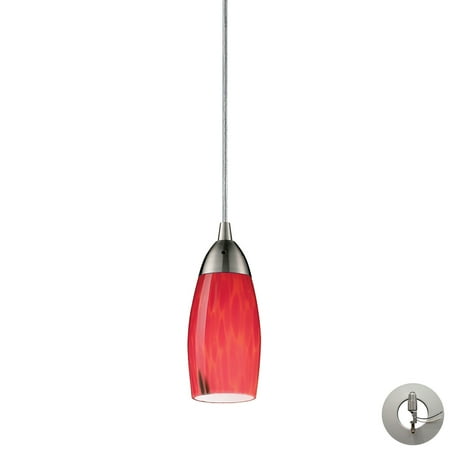 

Milan 1-Light Mini Pendant in Satin Nickel with Fire Red Glass - Includes Adapter Kit