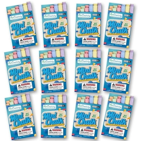 ArtCreativity Mini Chalk Set – Non-Toxic, Washable, 12 Sticks per Box, 24 Boxes, Kids Ages 3+, Classroom, Sidewalk, Party & Craft Supplies