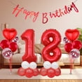 thumbnail image 4 of Red Number 18th Birthday Decoration Set Happy Birthday Banner Balloons 18 Years Old Birthday Party Supplies Helium Balloons Number 18 Balloons Latex Balloon Foil Balloon, Red 18th Party Balloons, 4 of 5