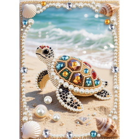 Adult Diamond Painting Kit Ocean Turtle and Pearl Painting 5D DIY Art Craft Diamond Pearl Painting, Perfect for Home Wall Decor, 12x16 in