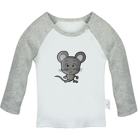 

Little Baby Cute T shirt For Baby Newborn Babies Animal Mouse T-shirts Infant Tops 0-24M Kids Graphic Tees Clothing (Long Gray Raglan T-shirt 18-24 Months)