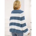 thumbnail image 3 of WIPONKEN Womens Sweaters Crew Neck Off Shoulder Style Loose Oversize White-Blue Stripes Ladies Sweater for Winter&Fall 30% Wool Soft Pullover Tops Fasional Sweater, 3 of 5