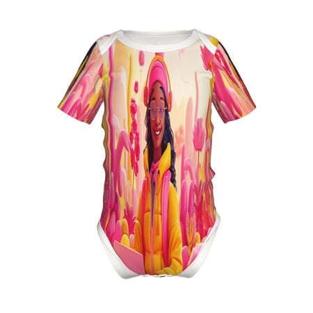 

Adobk Digital Nomad Pink Landscape Print Baby Climbing Clothes Jumpsuit Rompers Classic Rompers Child Short sleeve Bodysuits-12 Months