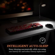 MOFII Wireless Keyboard and Mouse Combo, SWEET series, Retro Full-Size 2.4GHz Keyboard with Number Pad and Cute Wireless Mouse for PC Desktop Laptop (Black)
