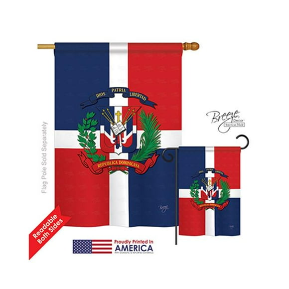 Breeze Decor 08156 Dominican Republic 2-Sided Vertical Impression House Flag - 28 x 40 in.
