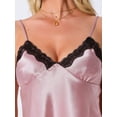 thumbnail image 5 of DARING DIVA Satin Lace Sleeveless Spaghetti Strap Cami Loungewear XS Pink, 5 of 7