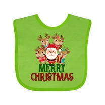 Inktastic Merry Christmas Santa Reindeer Boys or Girls Baby Bib