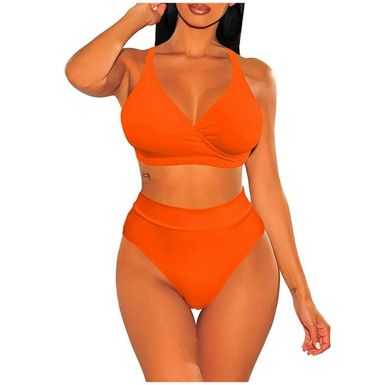 Leesechin Clearance Womens Swim Suits Solid Set Bikini Two Piece Filled Bra  Swimwear Beachwear 