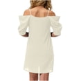 thumbnail image 3 of YueHuiYing Women's Solid Color Halter Neck Off-Shoulder Sleeveless Bodycon Mini Dress Casual Fashion Sexy Summer Party Club Nightout Short Dress, 3 of 5