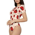 thumbnail image 2 of Haiem Red Ladybug Women's Crew Neck Short Sleeve Bodysuit Tops Stretchy Slim Basic-Large, 2 of 9