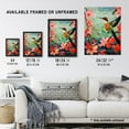 thumbnail image 3 of Hummingbird and Pink Hibiscus Flowers Colourful Textile Quilt Design with Spring Blooms Art Print Framed Poster Wall Decor 12x16 inch, 3 of 5