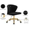 thumbnail image 2 of Meridian Furniture Finley Swivel Adjustable Black Velvet and Gold Office Chair, 2 of 7