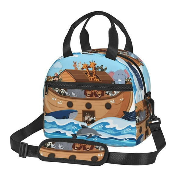 Easygdp Animals on Noah's Ark Caja de Almuerzo para Mujeres y Hombres, Bolsa de Almuerzo Insulada, Bolsas Reutilizables Impermeables para Viajes, Trabajo y Picnics
