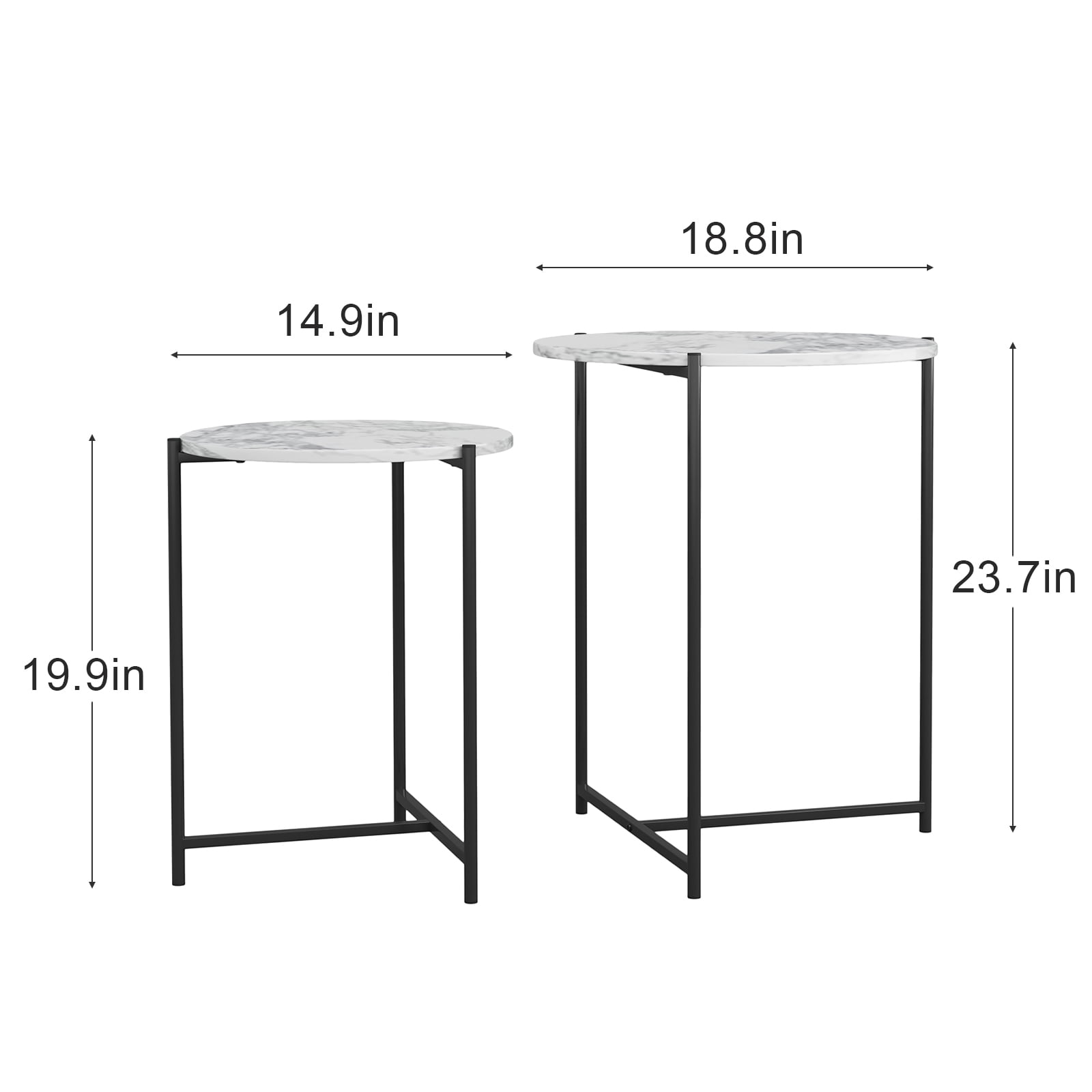 Private Jungle 2PCS Modern Nesting Side Table, Metal Frame Coffee Table for Living Room, Bedroom, Black Private Jungle 2PCS Modern Nesting Side Table, Metal Frame Coffee Table for Living Room, Bedroom, Black