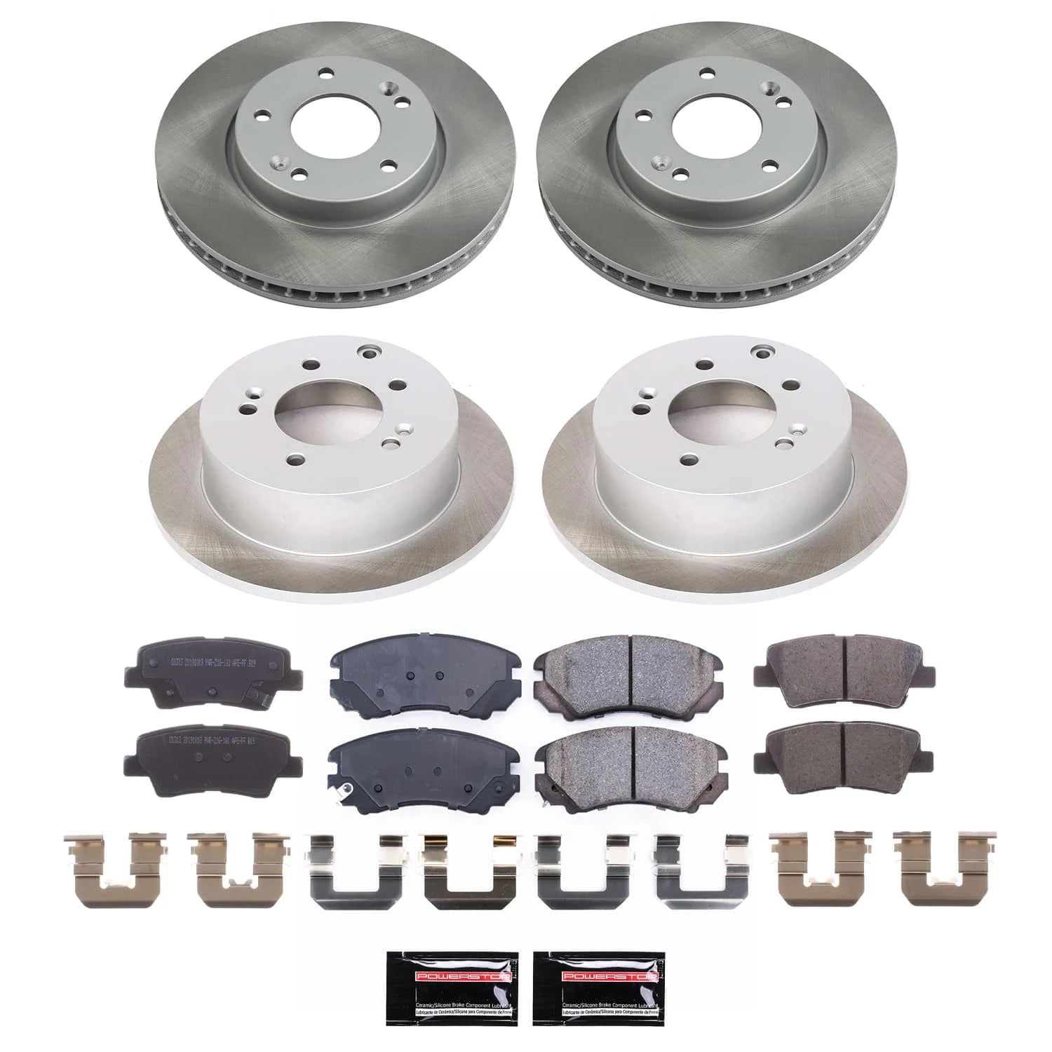 PowerStop Front and Rear Semi-Coated Rotor and Low-Dust Ceramic Brake Pad Kit SC5914