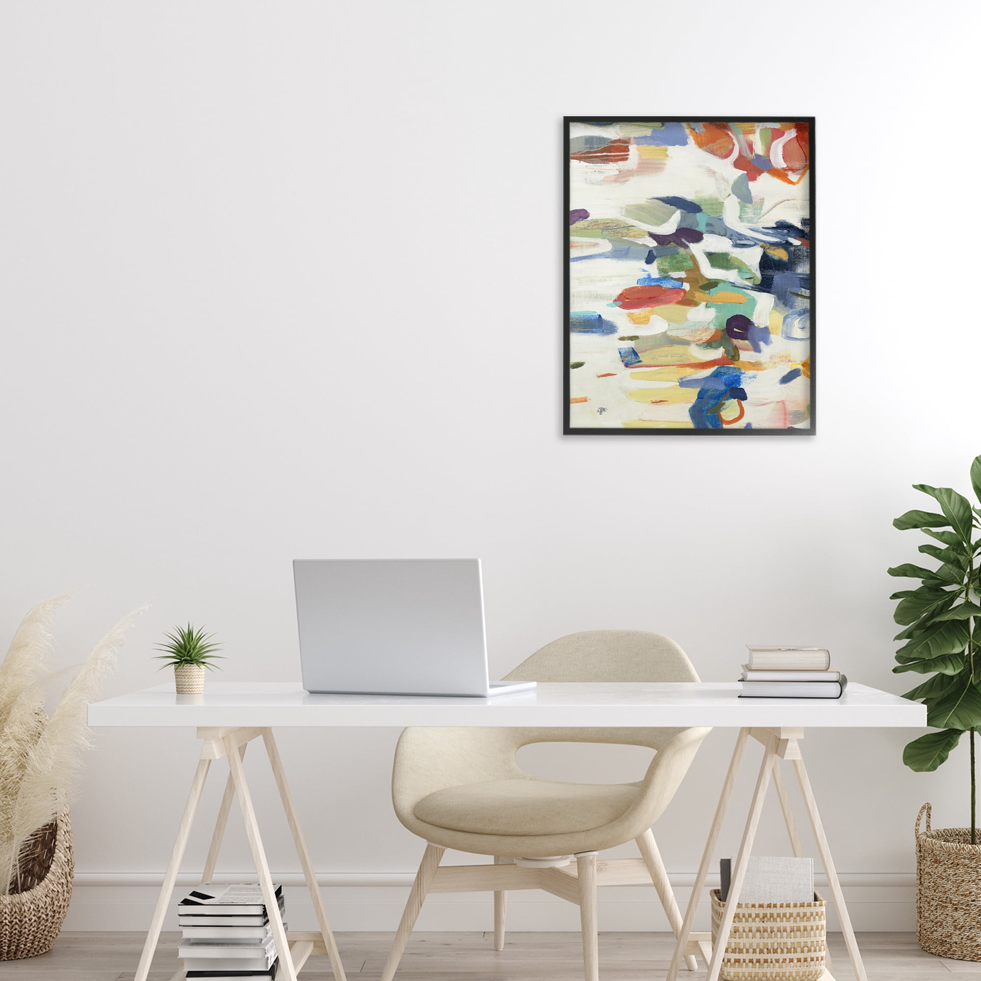 Stupell Industries Primary Hued Abstraction Black Framed Giclee Art, design by Lisa Ridgers