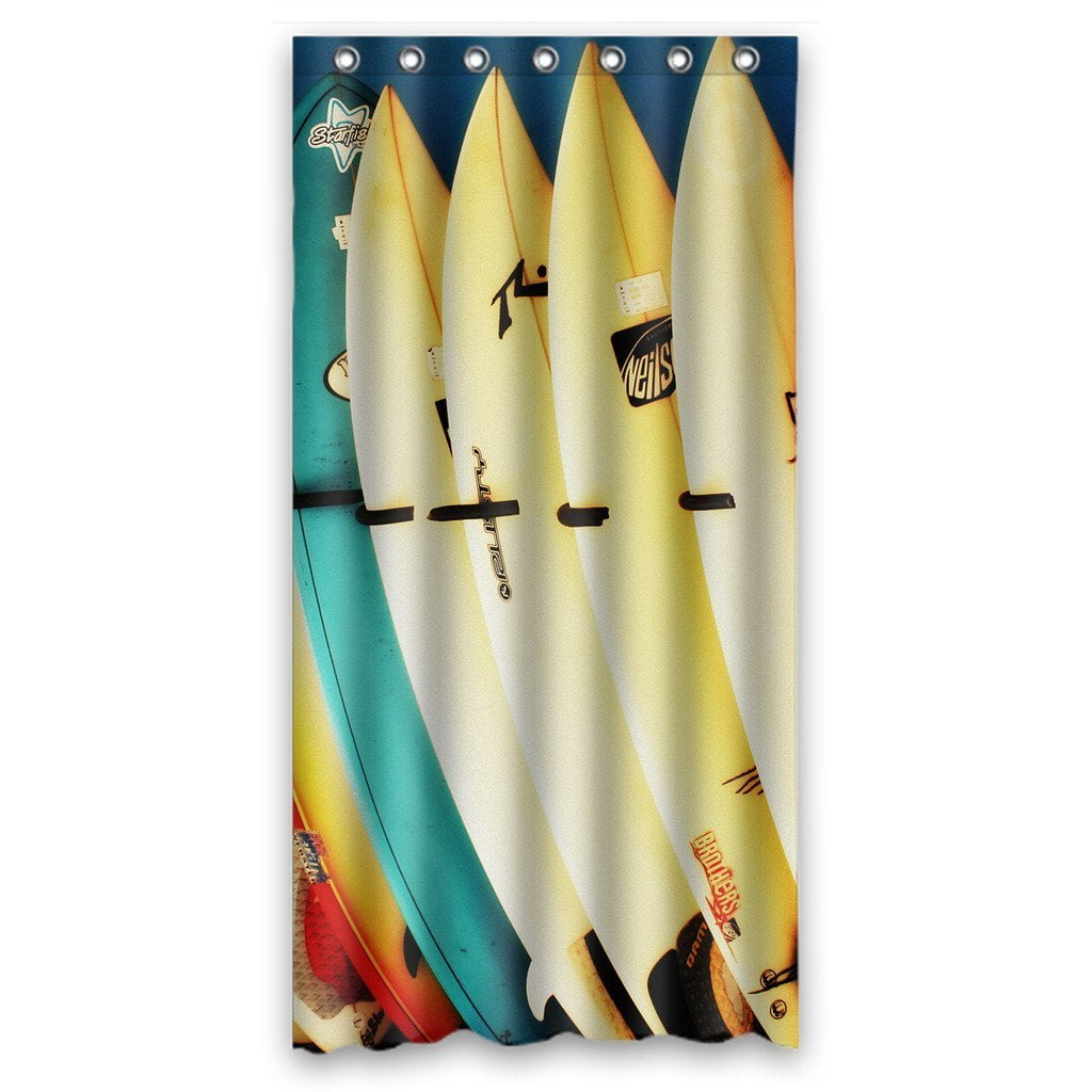 GCKG Colorful Surfboard Bathroom Shower Curtain, Shower Rings Included