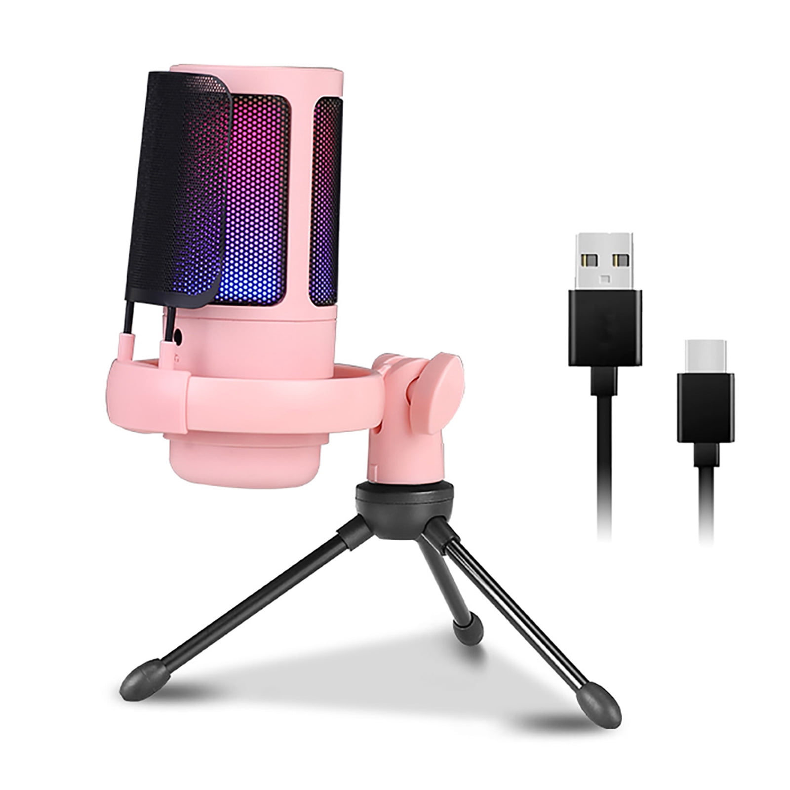 USB Condenser Microphone 192kHz Adjustable Lighting for Gaming and Streaming Podcasting Live Singing Mic Computer Mic