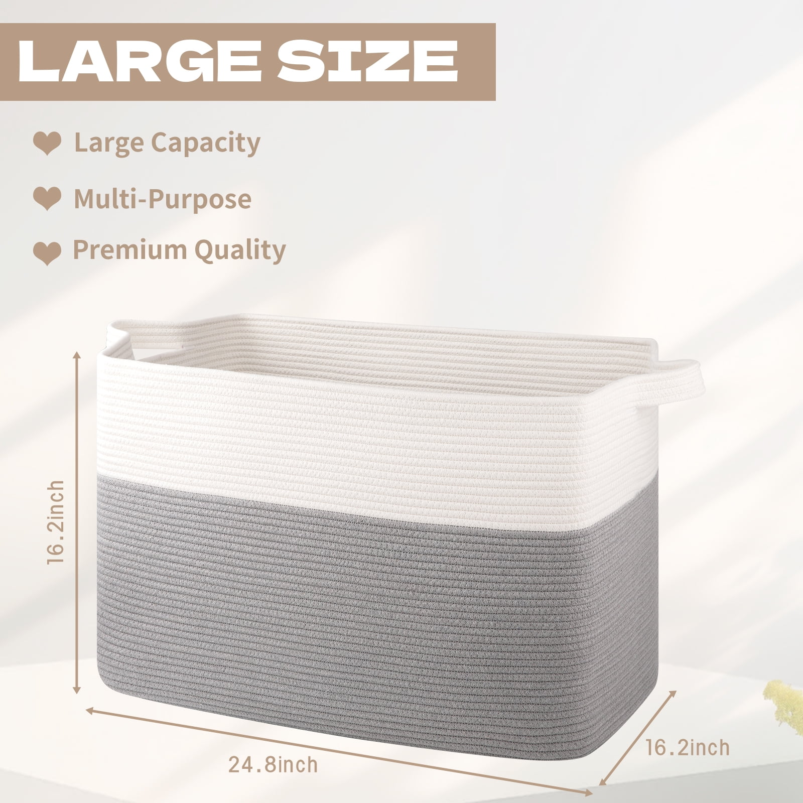 LITERRA Large Blanket Basket Rope Storage Baskets for Organizing, Bedroom Livingroom Washingroom 28 Gallon