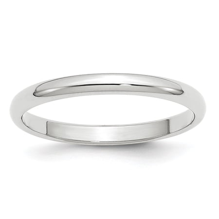 14k White Gold 2.5mm Half-Round Wedding Band Size 7