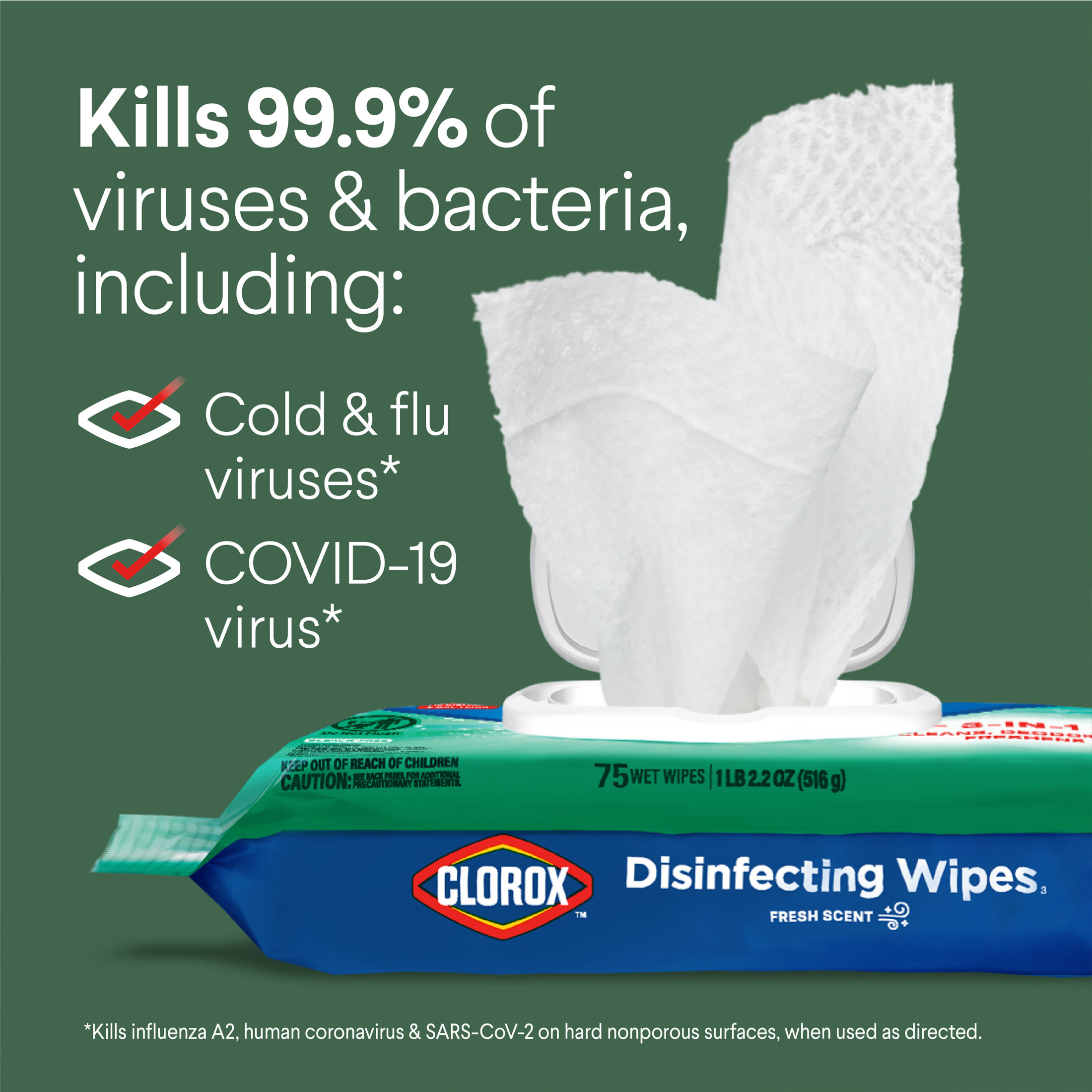 Clorox Disinfecting Wipes Flex Pack, Bleach Free, 3-Pack photo 8