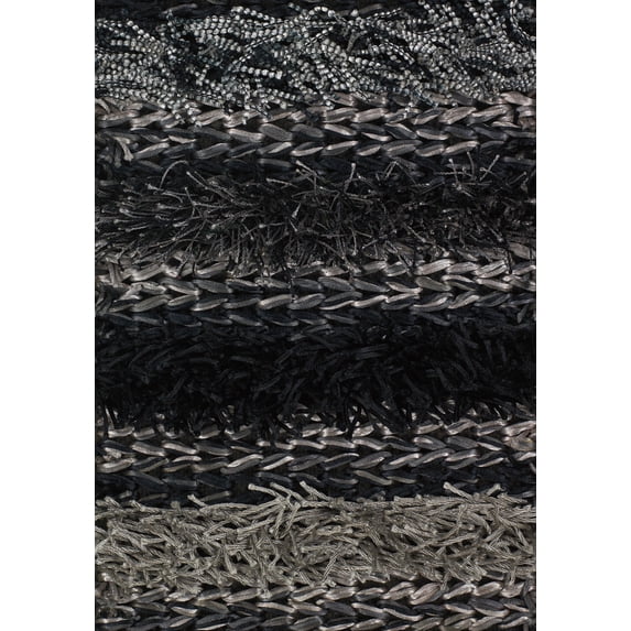 Chandra Rugs Lavasa 21403 Grey, Tan, and Black Polyester Shag Area Rug Hand Wove