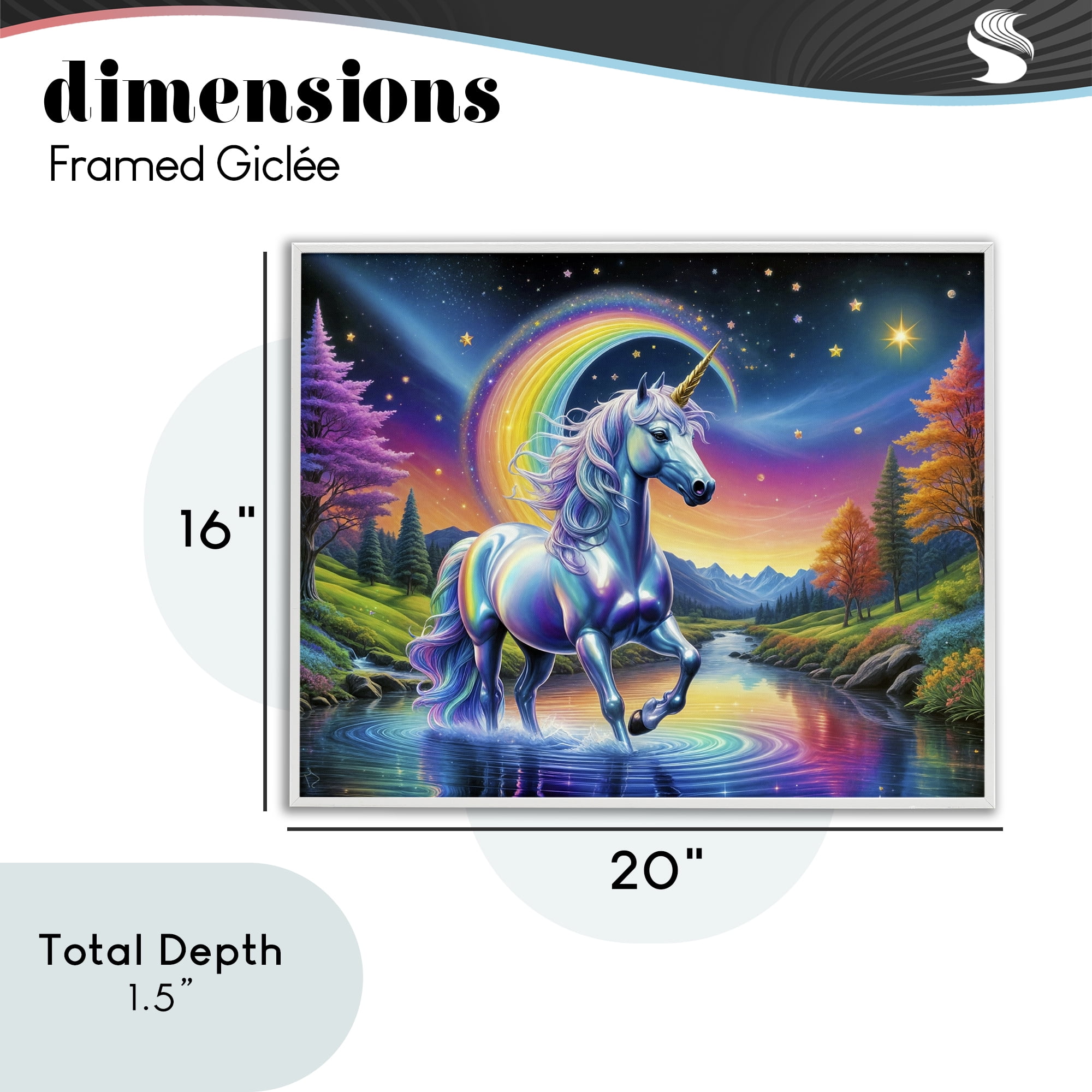 Stupell Industries Rainbow Prism Unicorn White Framed Giclee Art, design by Tabz Jones