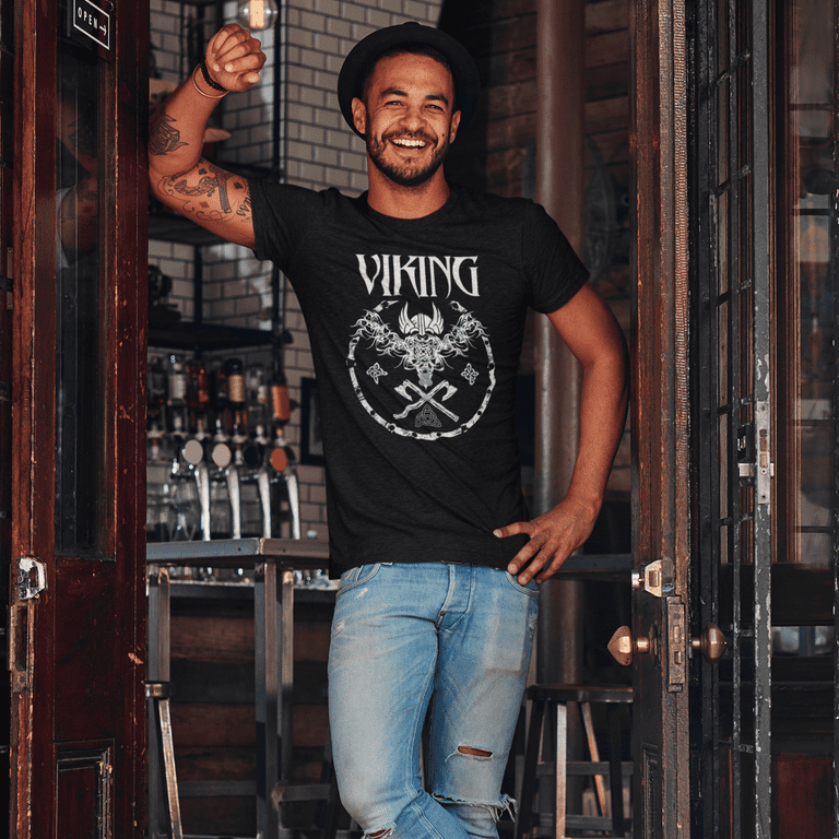 Viking Shirts for Men - Norse Mythology Odin Valkyrie Valhalla Vikings  Raven Thor Nordic Graphic Tees for Men