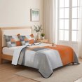 thumbnail image 5 of Queen Quilt Set 90''x96'', Abstract Orange Grey Lightweight Summer Bedspread Coverlet Set with 2 Pillow Shams, Modern Watercolor Geometric Breathable All Season Quilt Bedding for Bedroom/Guest Room, 5 of 9