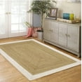thumbnail image 3 of 4 Ft Square White & Natural Jute Area Rug, Hand-Woven, Farmhouse Boho Style, Durable & Pet-Friendly Rug for Living Room, Dining Room, and Bedroom, 3 of 5