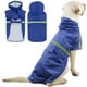thumbnail image 2 of Impermeable para perros con capucha, impermeable y cortavientos, con tiras reflectantes y orificio para arnés (Azul oscuro, talla 3XL)., 2 of 5