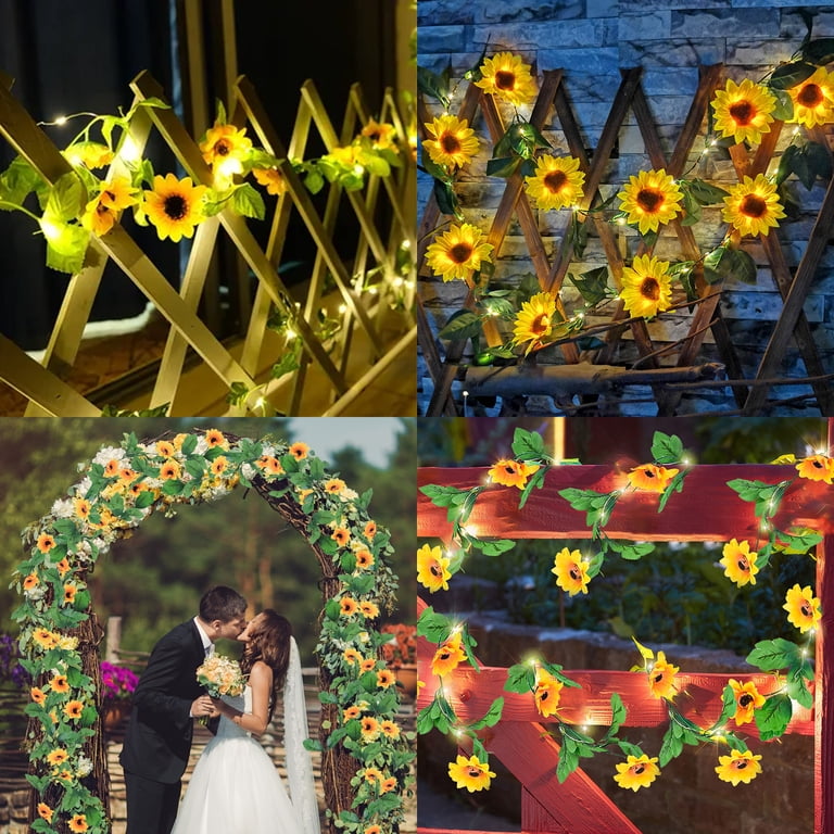 Qoosea Solar Sunflower Lights, 13ft with 40 LED Lights photo 2