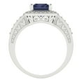 thumbnail image 4 of 2.78 ctw with Simulated Diamond Halo Accents Anniversary Ring for Women | Emerald Cut Simulated Blue Sapphire | Hyperallergenic Solid 18K White Gold, 4 of 5