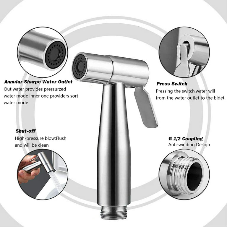 Stainless Steel Cloth Diaper Sprayer Kit By Easy Giggles - Handheld Shattaf  Bidet Spray For Toilet With Brushed Nickel Finish