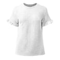 thumbnail image 5 of Kcolen Women's Tops and Blouses Summer Short Sleeve Solid Color Crew Neck Plus Size Blouse Summer Women's Business Casual Blouses Dressy Work Tunic Tops,White, 5 of 6