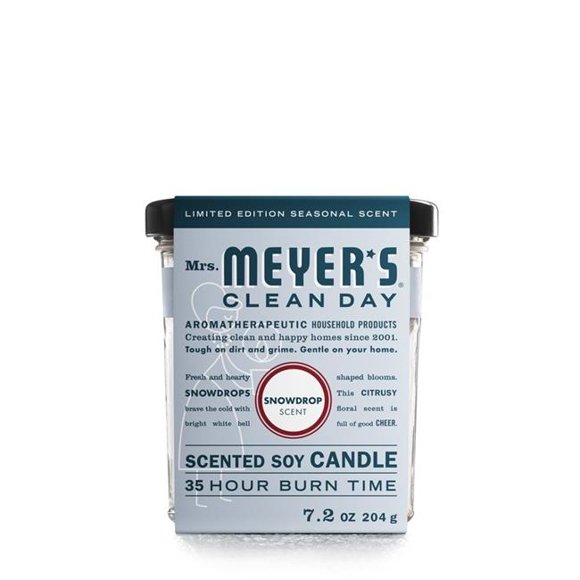 Mrs. Meyers 1014847 3.8 in. x 3.35 in. Dia. 7.2 oz Clean Day White Snowdrop Scent Jar Candle - Pack of 6