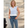 thumbnail image 2 of DARING DIVA Women's Cropped Sweater Vest Summer Tank Tops L Light Blue White, 2 of 7