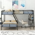 thumbnail image 2 of Twin over Full Bunk Bed with a Twin Size Loft Bed attached, with a Desk, Metal, Black, 2 of 13